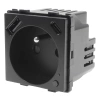 Moduł - Gniazdko pojedyncze z bolcem, 2x USB A+C 20W - watomierz - WiFi / BT, czarny - Tawoia Glass