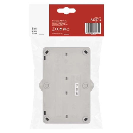 Gniazdo elektryczne podwójne bryzgoszczelne IP54 z klapką, montaż natynkowy, EMOS A1397.1