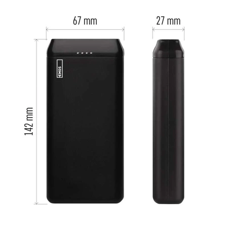 PowerBank 20000mAh EMOS ALPHA2, 10W, czarny, przewód w zestawie