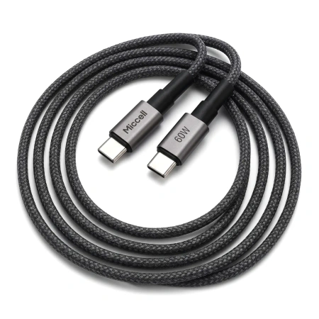 Kabel USB-C - USB-C, 60 W, 1,2 m, czarny, Miccell, MIC-003759