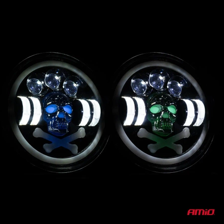 Lampa robocza LED SKULL czaszka ozdobna 12V 24V AMIO-03695