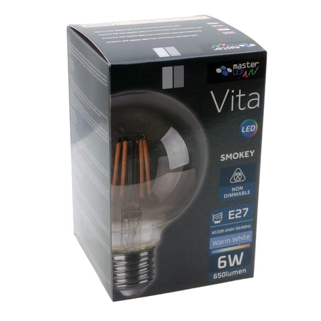 Żarówka LED E27 Filament Vita G80 650lm 6W 2200K dymiona