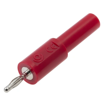 Adapter - gniazdo bezpieczne 2mm / wtyk 2mm czerwony