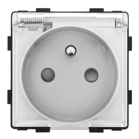 Gniazdo elektryczne IP44 z klapką - szklana ramka - szare - Tawoia Glass