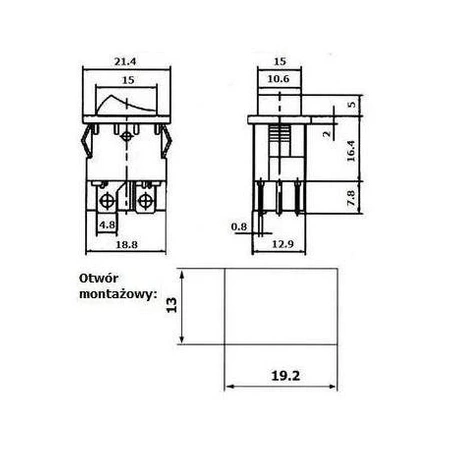 Włącznik ON-OFF klawiszowy 230V AC, pomarańczowe podświetlenie, DPST 3P