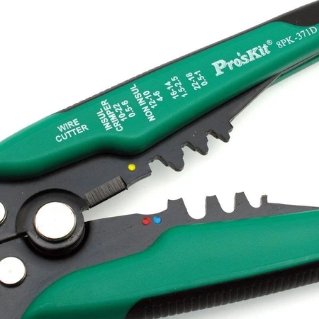 Ściągacz izolacji 0.2-6mm2 automat, zaciskarka konektorów nieizolowanych i izolowanych 0.5-6mm2 i złączek 7-8mm, 8PK-371D Proskit