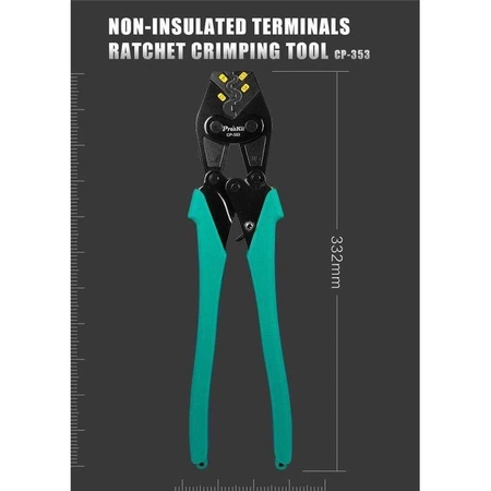 Zaciskarka konektorów nieizolowanych 4-6/10/16/25mm2, 332mm, Proskit CP-353