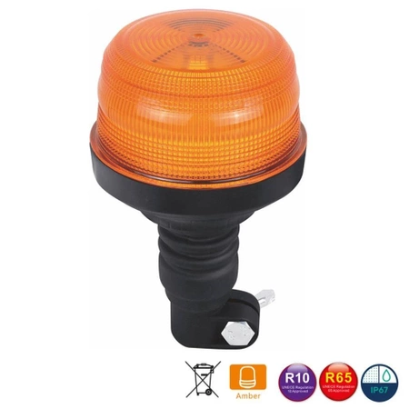 Lampa ostrzegawcza LED do pojazdu, 25W, 24 LED, światło pomarańczowe, trzpień FLEX, R65 R10, ALR0075