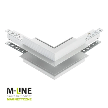Łącznik kątowy do szyny magnetycznej zewnętrzny podtynkowy biały M-LINE