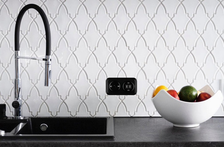 Włącznik światła podwójny dźwigniowy ceramiczny, okrągły podtynkowy biały Ceramic Loft