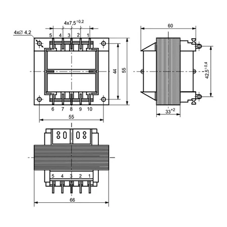 Transformator TS40/017 2x12V-2x1.6A