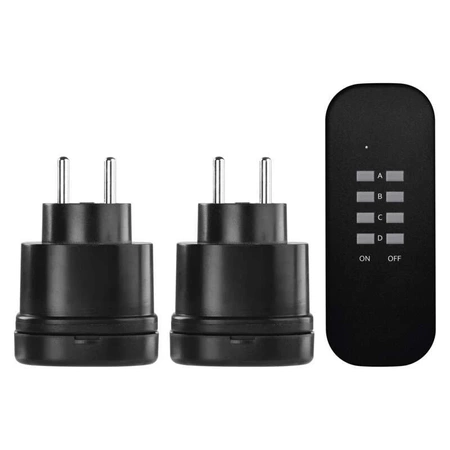Gniazdo sieciowe zdalnie sterowane 2szt + pilot, IP44, EMOS P0067