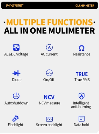 Multimetr cęgowy AC 600A True RMS FNIRSI MC40