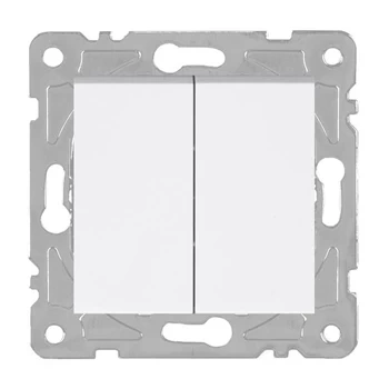 Włącznik podwójny, kwadratowy, biały, podtynkowy, moduł bez ramki, 10 A, QUAD