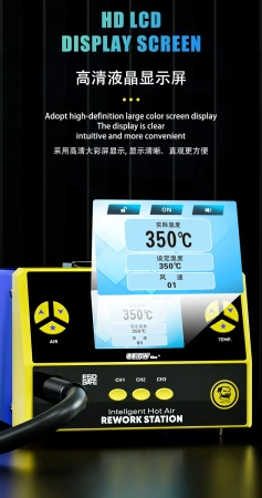 Stacja hot-air 861DW MAX+, rework SMD, cyfrowa kontrola temperatury i przepływu, Mechanic