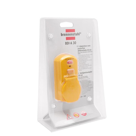 Przejściówka z wyłącznikiem różnicowoprądowym wtyk - gniazdo 230V 16A IP54