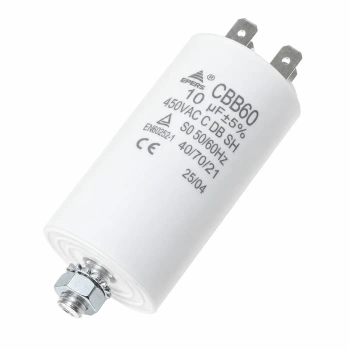 Kondensator rozruchowy do silnika 10µF 450VAC, CBB60, 4 konektory, Ø35 × 65 mm, EPERS