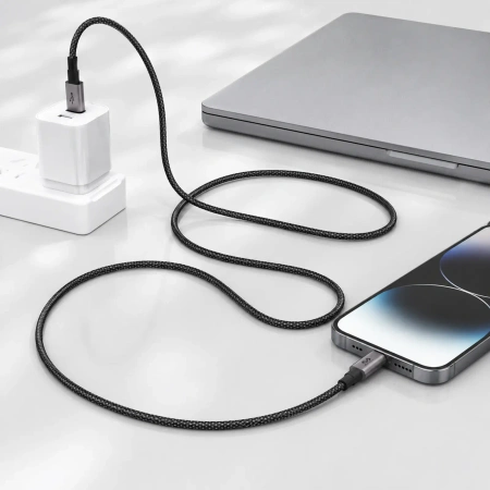 Kabel USB-A - USB-C, 3 A, 1,2 m, czarny, Miccell, MIC-003757