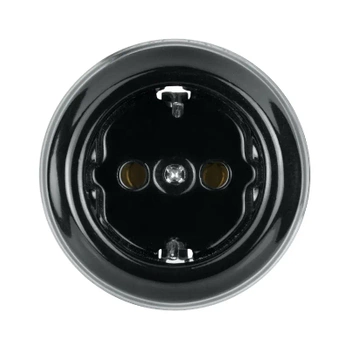 Gniazdko elektryczne Schuko okrągłe czarne ceramiczne natynkowe - Ceramic Classic Loft