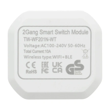 Inteligentny przekaźnik dopuszkowy WiFi + BLE, 2-kanałowy sterownik oświetlenia, Tawoia Smart Home