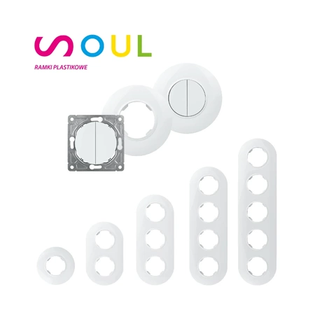 Ramka podwójna, plastikowa, owalna, biała, Soul/Oval