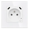 Gniazdko elektryczne z uziemieniem z USB C+C 20W z pomiarem energii (watomierz) ZigBee białe podtynkowe z ramką szklaną - TAWOIA Glass