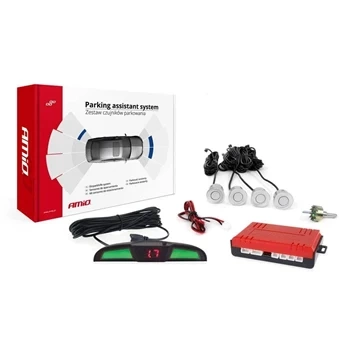 Zestaw czujników parkowania cofania LED COB 4 sensory srebrne AMIO-02282