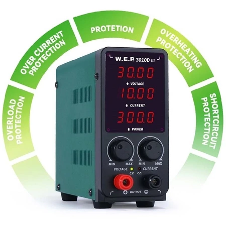 Zasilacz laboratoryjny 0-30V/0-10A 300W LED - WEP 3010D-III
