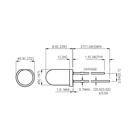 Dioda LED f5 czerwona migająca 40mcd, Kingbright L-56BID