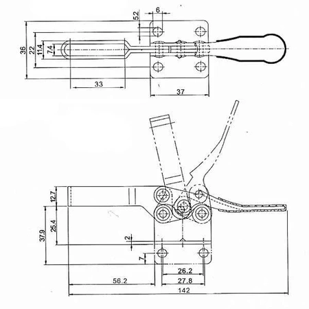 Ścisk szybkomocujący GH-201B 100kg U-BAR - do prac serwisowych, warsztatu