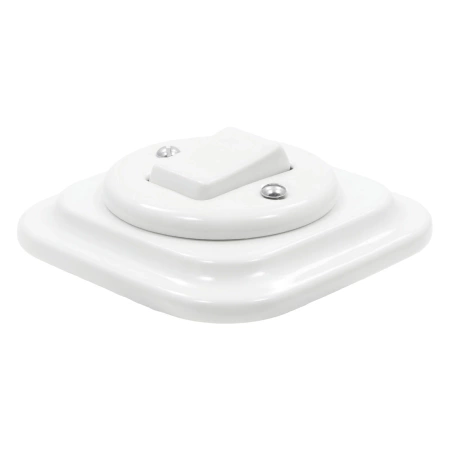 Włącznik światła pojedynczy dwubiegunowy ceramiczny, kwadratowy z ramką, podtynkowy biały Ceramic Loft