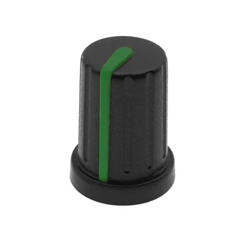 Gałka do potencjometru na oś 6mm - 13x17mm - czarna, zielony znacznik - N-9