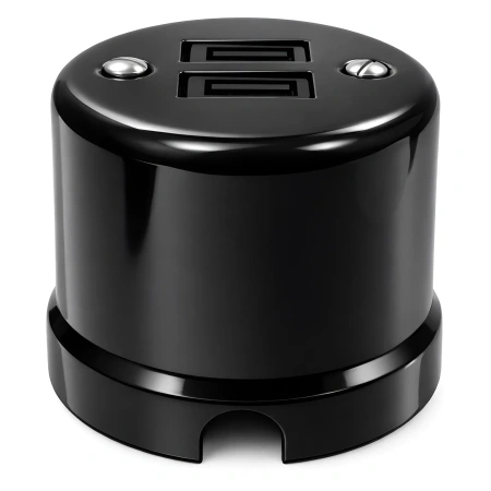 Ładowarka USB A+A 15W/35W okrągła czarna ceramiczna natynkowa - Ceramic Classic Loft