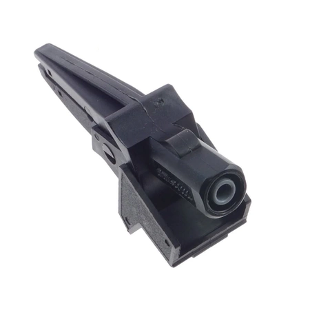 Krokodylek bezpieczny, rozwarcie 25mm, gniazdo 4mm, zielony