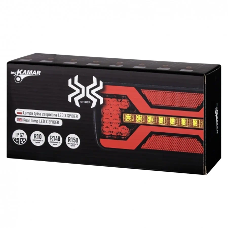 Lampa tylna LED do przyczepy, X-SPIDER 1, 5 funkcji: pozycyjne, kierunkowskaz, przeciwmgielne, stop, odblask, L2424