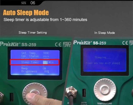 Stacja lutownicza 90W, grzałka ceramiczna, ESD, port USB, kompaktowe wymiary 18x15x11cm, Proskit SS-259B