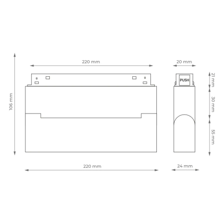 Reflektor szynowy magnetyczny liniowy regulowany 12W 960lm 4000K czarny M-LINE