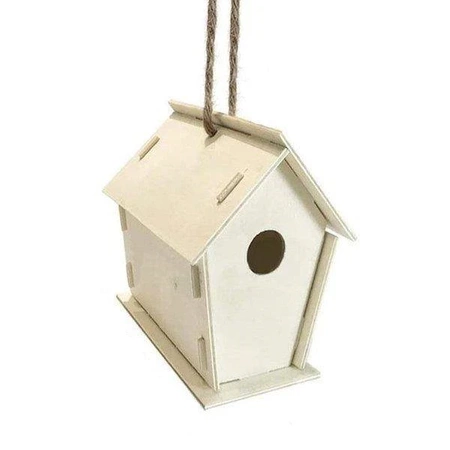 Drewniany domek dla ptaków, karmnik DIY wzór 1, do samodzielnego złożenia