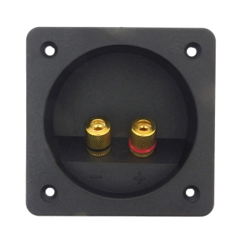 Terminal głośnikowy 2-pin 80 × 80 mm, zaciski zakręcane i bananowe