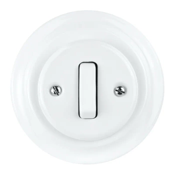 Włącznik światła z ramką, ceramiczny, montaż podtynkowy, kolor biały Ceramic Loft