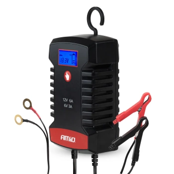 Prostownik AMiO cyfrowy AGM GEL STD LiFePo4 max 6A 6/12V PRO HOOK AMIO-04532