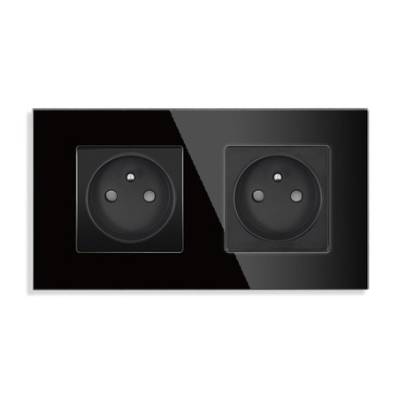 Gniazda pojedyncze 2szt z ramką szklaną podwójną - czarne - Tawoia Glass