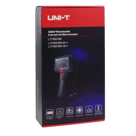 Przemysłowy endoskop inspekcyjny z kamerą obrotową 360° i ekranem 5 cali, Kamera inspekcyjna Uni-T UT663B