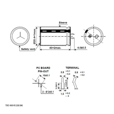 Kondensator elektrolityczny 220uF 450V snap-in
