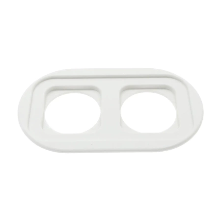 Gniazdo Ethernet Cat6 x2 + Gniazdo elektryczne okrągłe z ramką podwójną, białe, montaż podtynkowy, Ceramic Loft