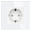Gniazdo elektryczne pojedyncze Schuko - szklana ramka - białe - Tawoia Glass