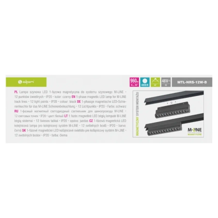 Reflektor szynowy magnetyczny liniowy regulowany 12W czarny M-LINE