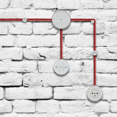 Uchwyt kabla ceramiczny 20x30mm, natynkowy biały Ceramic Loft