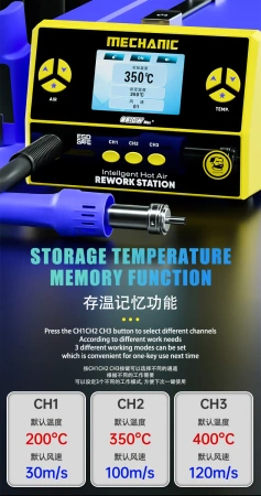 Stacja hot-air 861DW MAX+, rework SMD, cyfrowa kontrola temperatury i przepływu, Mechanic