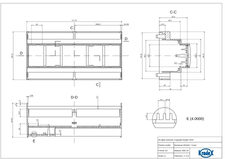 Obudowa modułowa na szynę DIN ZD1010J, 89,8 × 177,8 × 65,2 mm, ABS, szara, Kradex